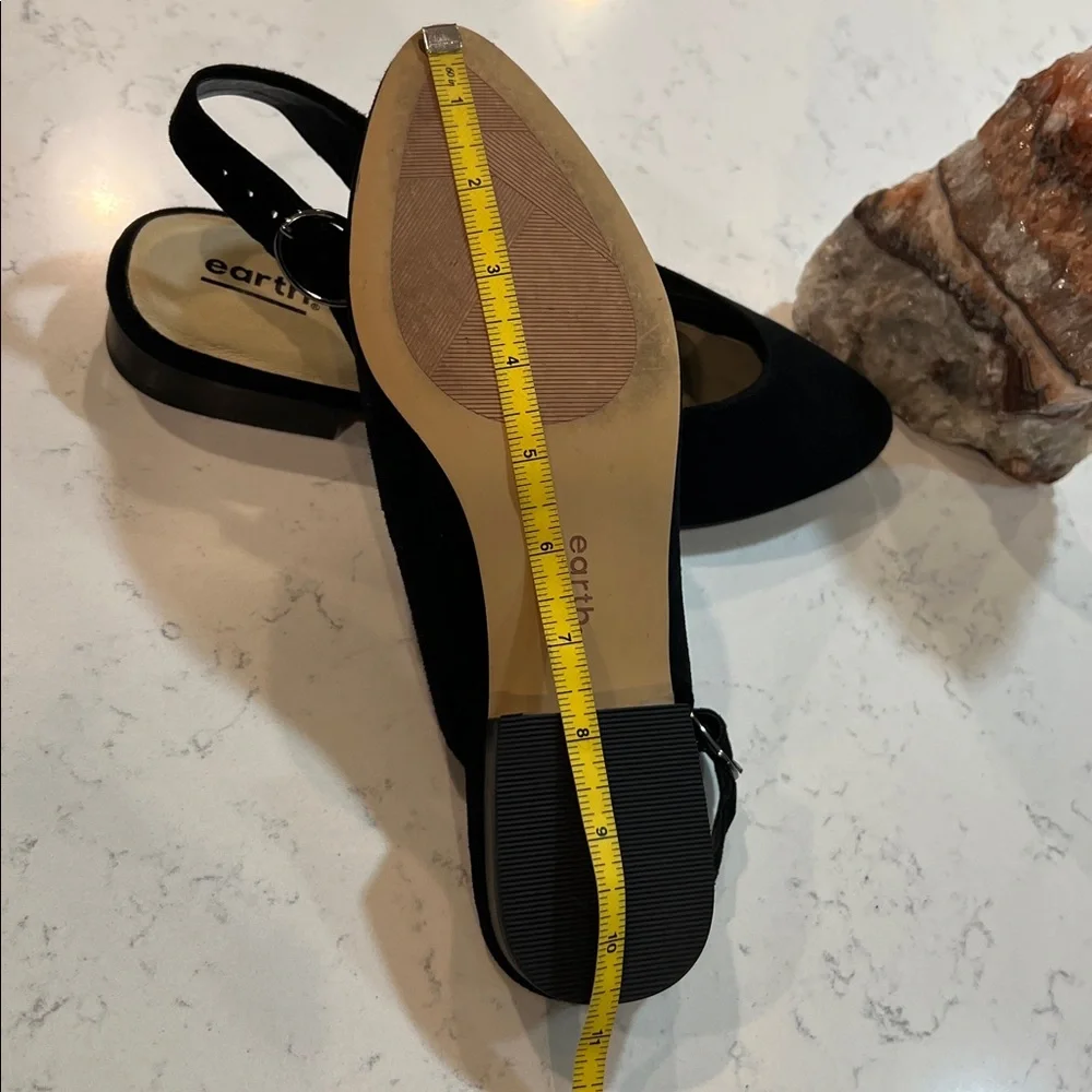 Earth Black Suede Slingback Flats
